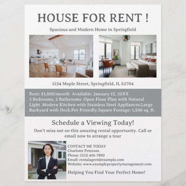 Real Estate House For Rent Flyer (Front)