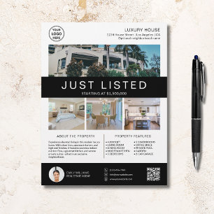 Real Estate House for Sale Logo Photo QR White Flyer