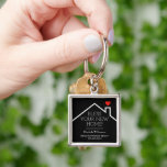 Real Estate House Heart Custom Realtor Business Key Ring<br><div class="desc">1.375" round keychain features a red heart over a new home's roof, the words "Bless Your New Home!" along with your company name, phone number and agent's name. CHANGE THE BACKGROUND COLOR to anything - we show black. Personalise this business marketing gift with your own information to congratulate buyers on...</div>