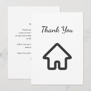 Real Estate House Icon Buyer Thank You Card
