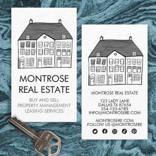 REAL ESTATE House Line Art Chic Minimal CUSTOM  Business Card
