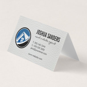 Real Estate House Logo Leather Business Card