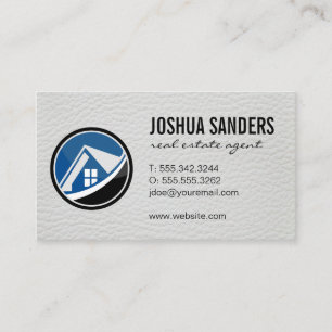 Real Estate House Logo   Leather Business Card