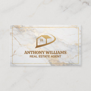 Real Estate House Logo   Marble  Business Card