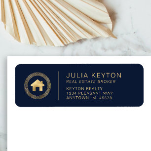 Real Estate House Logo Navy Blue Return Address