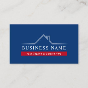 Real Estate House Roof Logo Navy Blue Realtor Business Card