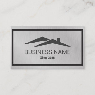 Real Estate House Roof Logo Realtor Metallic Busi Business Card