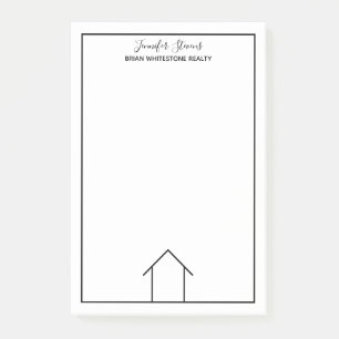 Real Estate House Simple Black Custom Home Realtor Post-it Notes