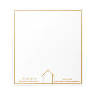 Real Estate House Simple Chic Gold Custom Realtor Notepad