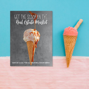 real estate ice-cream scoop referrals Announcement Postcard
