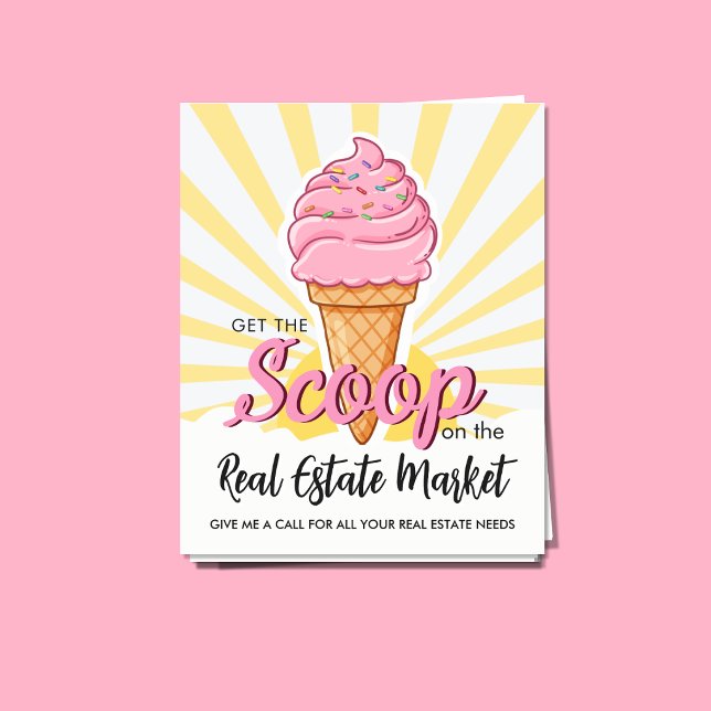 Real Estate Ice-Cream Scoop Referrals Flyer | Fun  (Creator Uploaded)