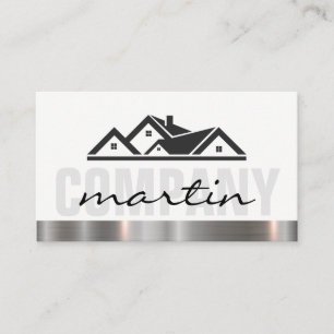 Real Estate Icon Metallic Trim Business Card