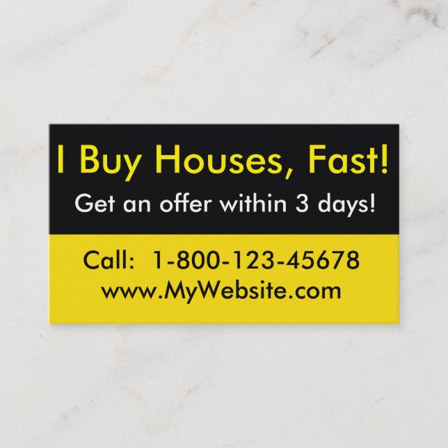 Real Estate Investor Business Card - I Buy Houses (Front)