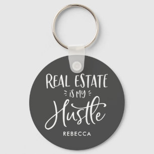 Real Estate Is My Hustle Personalized Agent Gray Key Ring