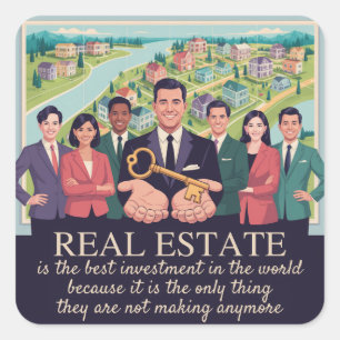 Real Estate Is The Best Investment In The World Square Sticker
