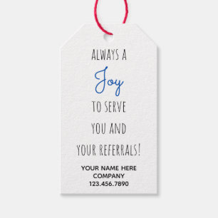 Real Estate Joy to Serve Referrals Pop By Gift Tags