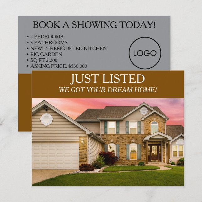 Real Estate Just Listed Postcard | Minimal (Front/Back)
