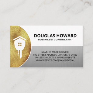 Real Estate Key Logo Housing Services Business Card