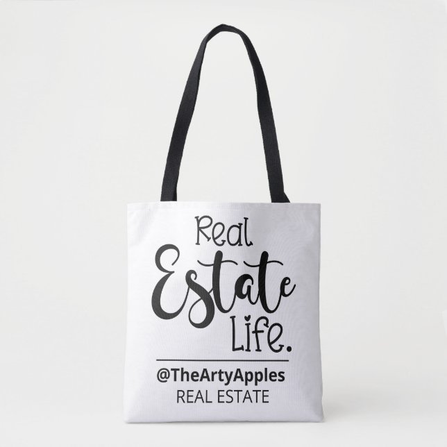 real estate life custom logo business company tote bag (Front)