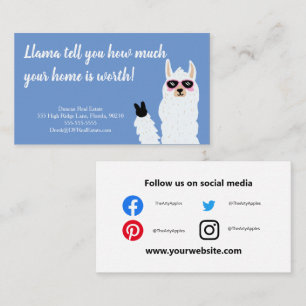 Real Estate llama valuation marketing strategy Business Card