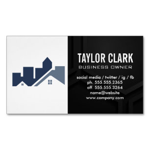 Real Estate Logo Black Background Magnetic Business Card