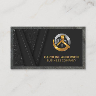 Real Estate Logo Black Gold Background Business Business Card