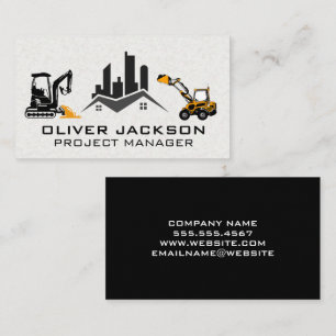 Real Estate Logo   Bulldozer Construction Vehicles Business Card