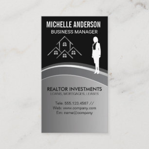 Real Estate Logo Business Woman Business Card