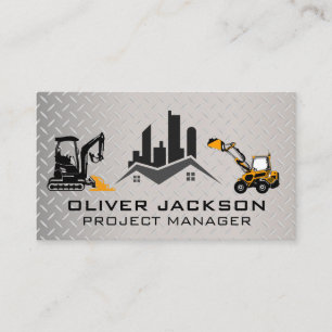 Real Estate Logo Construction Vehicles Steel Business Card