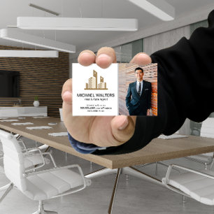 Real Estate Logo Custom Picture Business Man Business Card