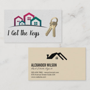 Real Estate Logo Houses Keys Business Card