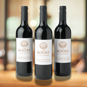 Real Estate Logo Housewarming Marketing Wine Label