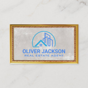 Real Estate Logo Luxury Gold Frame Business Card