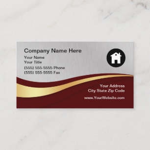 Real Estate Logo Metallic Black Business Card