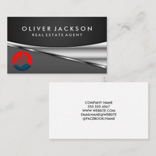 Real Estate Logo   Metallic Business Card