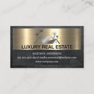 Real Estate Logo   Metallic Leather Business Card
