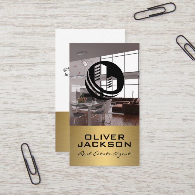 Real Estate Logo | Modern Interior Business Card (Front/Back In Situ)