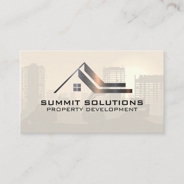 Real Estate Logo Properties | Construction Build Business Card (Front)