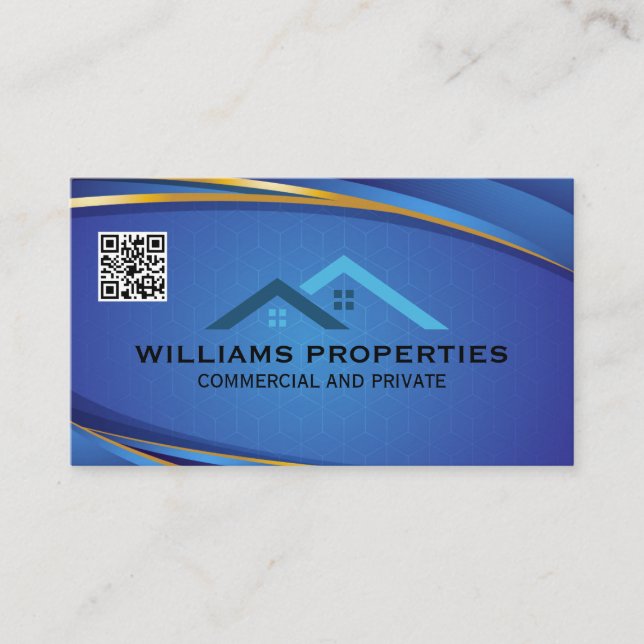 Real Estate Logo | Roof Top Logo | QR Code Business Card (Front)