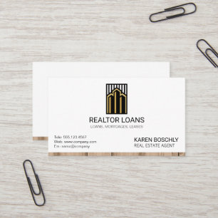 Real Estate Logo Wood Trim Home Business Card