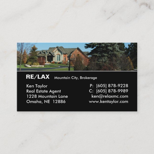 Real Estate Luxury Home Business Card Black (Front)