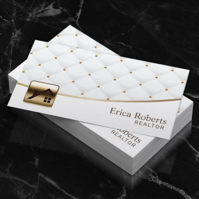 Real Estate Luxury Quilted Professional Agent Business Card (Creator Uploaded)