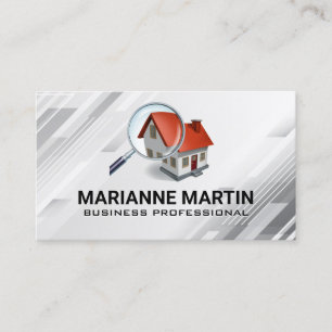 Real Estate Magnifying Glass Home Logo Business Card