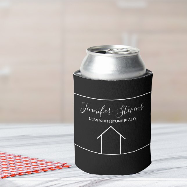 Real Estate Marketing Black White House Realtor Can Cooler (Creator Uploaded)