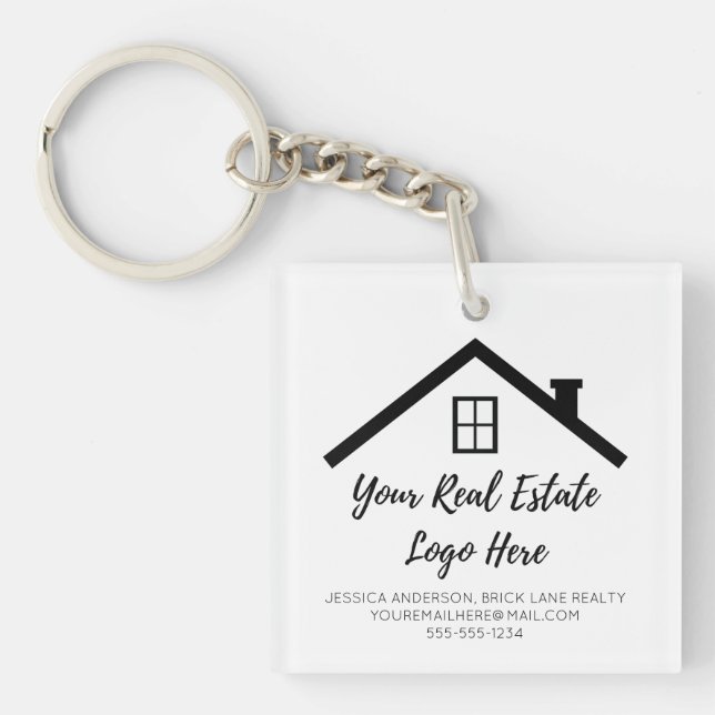 Real Estate Marketing Logo Contact Info Key Ring (Front)