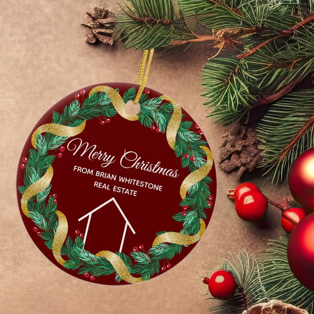 Real Estate Merry Christmas Personalised Red Ceramic Tree Decoration (Creator Uploaded)