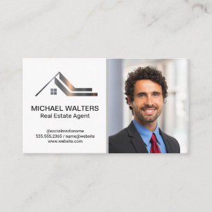 Real Estate Metallic Logo   Business Man Business Card