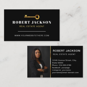 Real Estate Modern Golden Key Realtor Business Card