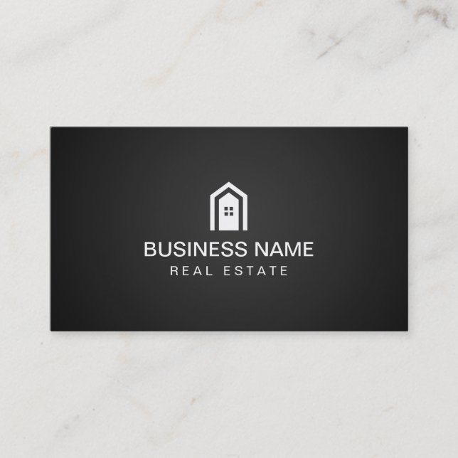 Real Estate Modern Home Logo Dark Minimalist Business Card (Front)