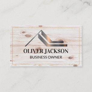 Real Estate Modern Logo   Wood Grain Business Card